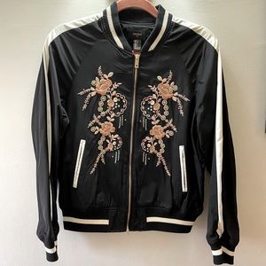 Floral embroidered bomber jacket